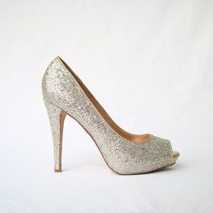 Badgley Mischka Humbie II Gold Peep-Toe Platform Heels
